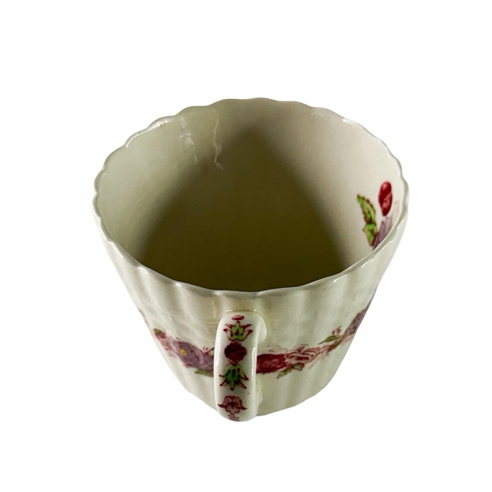 Spode Copeland Rose Briar Tea Cup Saucer Set England Floral Basket Weave Rare - Picture 7 of 13